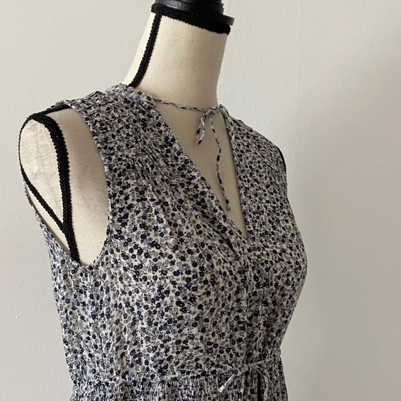 James Perse Floral Pleated Midi Dress In Pearl 0 - Picture 9 of 12